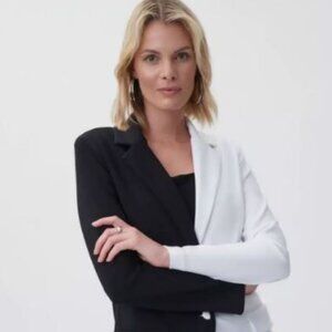 Joseph Ribkoff Black/Vanilla Color Block Long Sleeve Blazer Jacket 231295